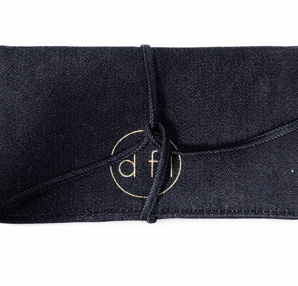 ' d f l ' indigo denim makeup brush / tool holder
