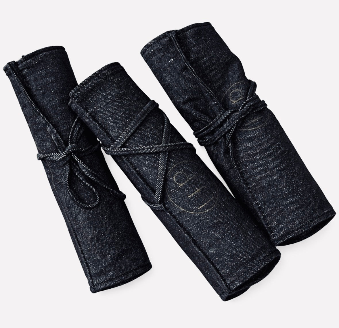 ' d f l ' indigo denim makeup brush / tool holder